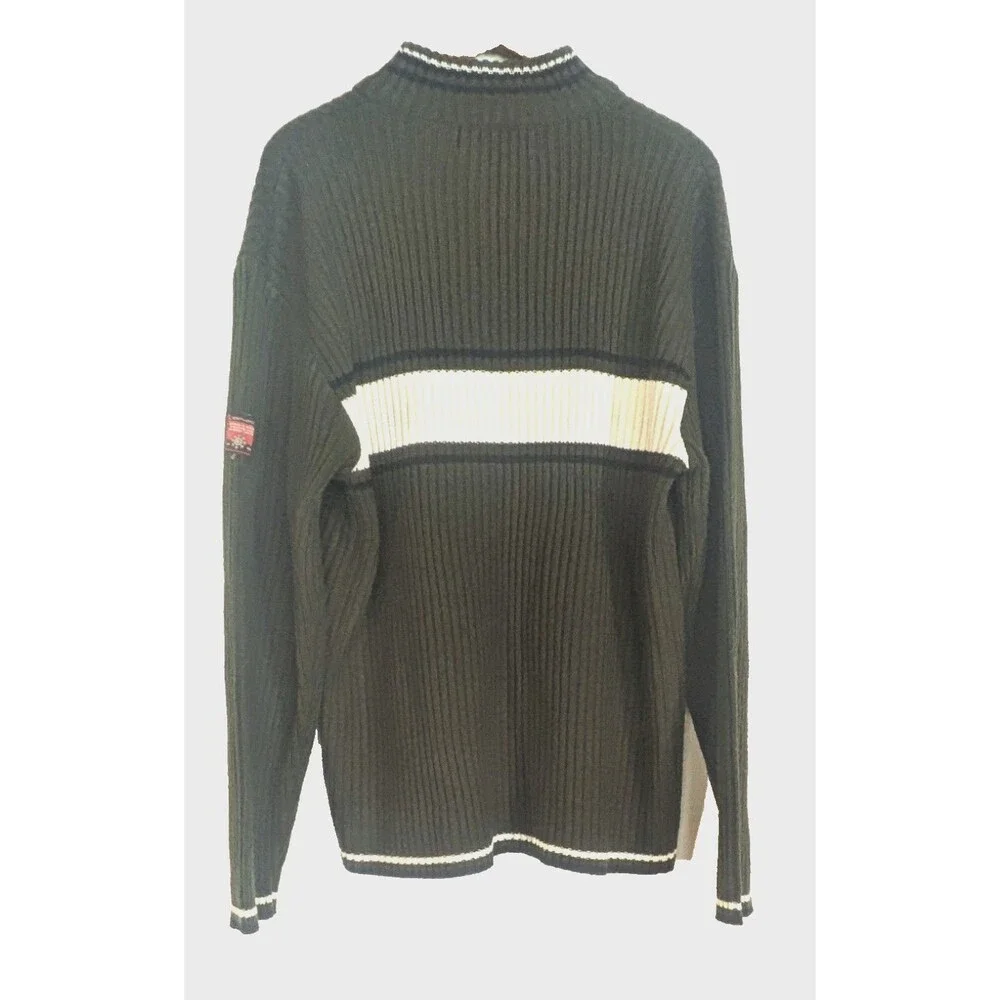 Northpeak Ribbed Knit Quarter Zip Sweater Green Lg Ski  Made in Korea Vintage
